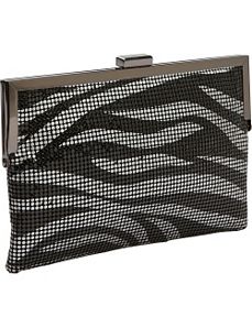 Metal Mesh Animal Print Frame Clutch by Magid
