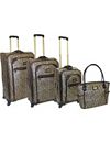 Metallic Leopard 4 Piece Spinner Luggage Set by Adrienne Vittadini