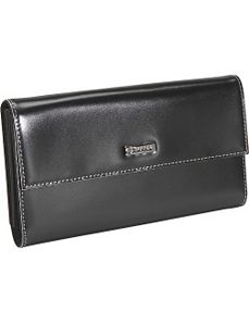 Black Box Calf Leather Checkbook Wallet by Bisadora