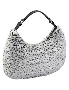 Black and White Faux Fur Large Hobo by Bisadora