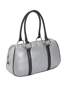 Silver Leather Sporty Satchel by Bisadora