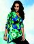 Full figure mixed print drama top