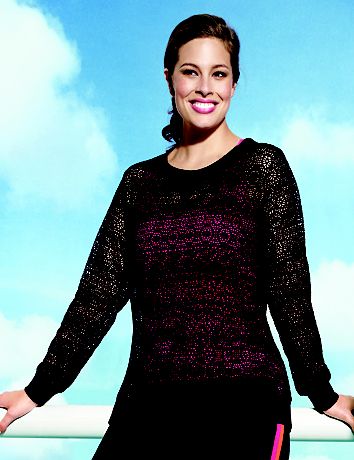 Full figure sheer lace sweatshirt
