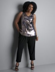 Sequin Tank, Cropped Pleated Pant