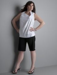 Draped Woven Top, Stretch Suiting Short
