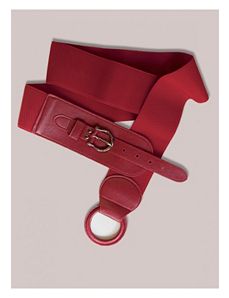 Round Buckle Belt in Red by IGIGI by Yuliya Raquel
