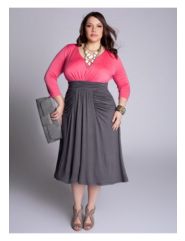Thelma Draped Dress in Coral/Charcoal by IGIGI by Yuliya Raquel