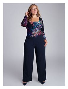 Karina Wide Leg Pants in Navy Blue by IGIGI by Yuliya Raquel