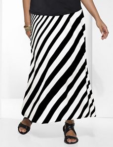 Diagonal striped maxi skirt