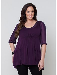 Cheryl Chiffon Peplum Blouse by Kiyonna