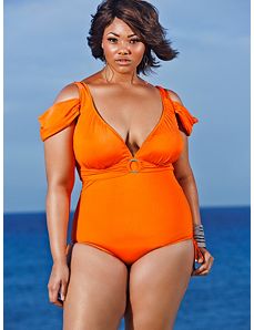 Anguilla Cold Shoulder Swimsuit - Burnt Orange by Monif C.