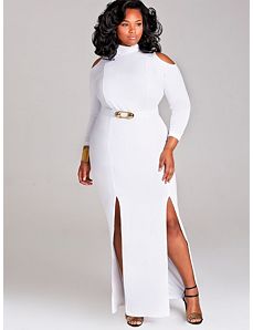 Eva Cold Shoulder Double Slit Dress by Monif C.
