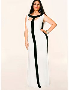 Tessa Colorblock Maxi Dress - Ivory/Black by Monif C.
