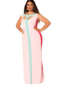 Tessa Colorblock Maxi Dress - Dusty Rose Multi by Monif C.