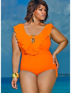 Trinidad Ruffle Swimsuit - Burnt Orange by Monif C.