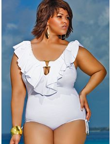 Trinidad Ruffle Swimsuit - White by Monif C.