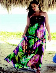Plus size Smocked chiffon maxi dress by Lane Bryant