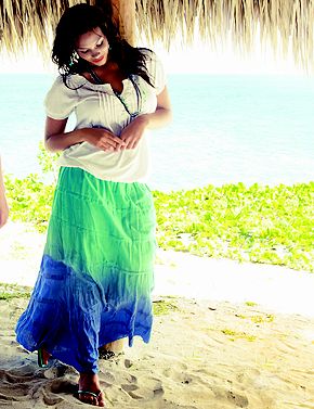 Peasant top & dip-dye skirt