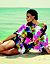 Tropical floral kimono swim cover up