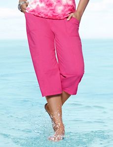 Knit waist cargo capri