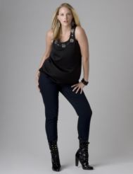 Medallion embellished tunic, skinny jean