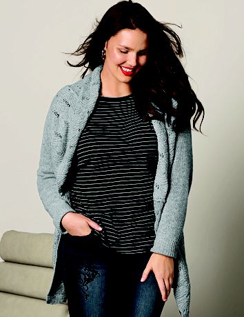 Pointelle collar cardigan by Lane Bryant
