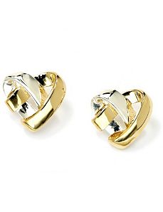 Tutone Heart Pierced Earrings by PalmBeach Jewelry