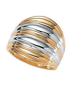 18k/SS Ribbed Dome Ring by PalmBeach Jewelry