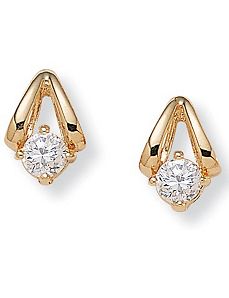 Cubic Zirconia Pierced Earrings by PalmBeach Jewelry
