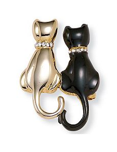 Crystal Double Cat Pin by PalmBeach Jewelry