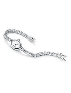 Cubic Zirconia Sterling Silver Watch by PalmBeach Jewelry