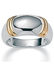 Tutone Sterling Silver Dome Ring by PalmBeach Jewelry