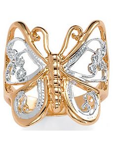 Butterfly 14k Gold-Plated Ring by PalmBeach Jewelry