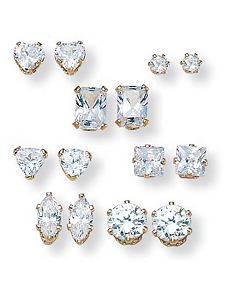 7-Paircubic zirconia Earring Set by PalmBeach Jewelry