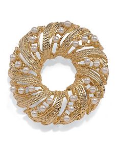 Simulated Pearl Circle Pin by PalmBeach Jewelry