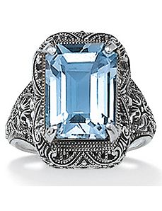 Blue Topaz Silver Ring by PalmBeach Jewelry
