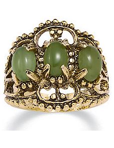 14k gold-plated Antiqued Jade Ring by PalmBeach Jewelry