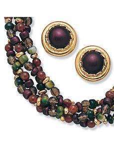 Beaded Lucite Necklace/Earring Set by PalmBeach Jewelry