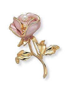 Simulated Pearl Pink Enamel Pin by PalmBeach Jewelry