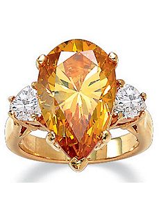 Pear-Shaped Champagnecubic zirconia Ring by PalmBeach Jewelry