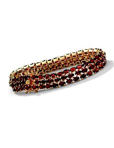18k/SS Garnet Bracelet 8 1/2" by PalmBeach Jewelry