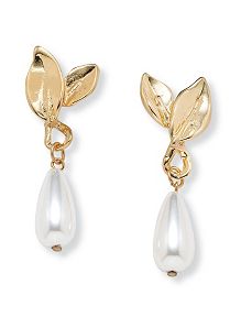 Sim. Pearl Teardrop Earrings by PalmBeach Jewelry