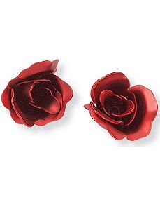 Red Rose Earrings by PalmBeach Jewelry