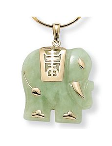 Jade Elephant 14k Gold Pendant by PalmBeach Jewelry