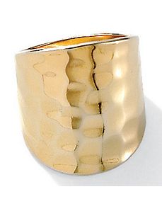 Hammered-Style 18k/SS Ring by PalmBeach Jewelry