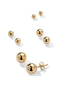 4-Pair 14k Ball Earring Set by PalmBeach Jewelry