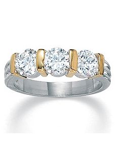 Cubic Zirconia Tutone Ring by PalmBeach Jewelry