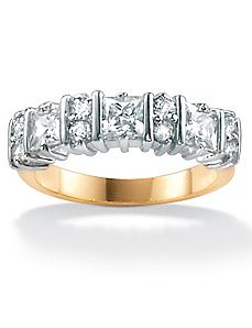 Cubic Zirconia Round/Princess-Cut Ring by PalmBeach Jewelry