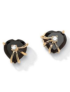 Onyx Heart Earrings by PalmBeach Jewelry