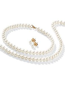 3-Piece Freshwater Pearl 14k Set by PalmBeach Jewelry